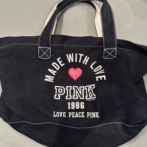 PINK Victoria's Secret Black Canvas Tote